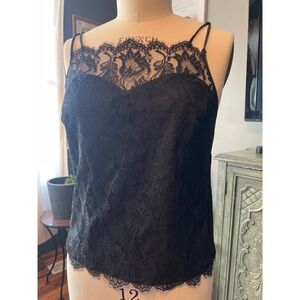 Vanity Fair Black Lace Trim Camisole Tank Top Slip Style Size 38